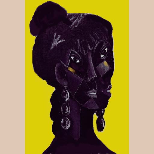 neocubism, black princess, distorted, faceted, contemporary art, portrait, cubism, Brooklyn, painting, Nicholaas Chiao