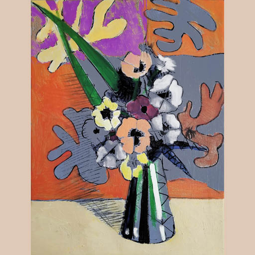 anemones, still life, neocubism, contemporary art, cubism, Brooklyn, painting, Nicholaas Chiao