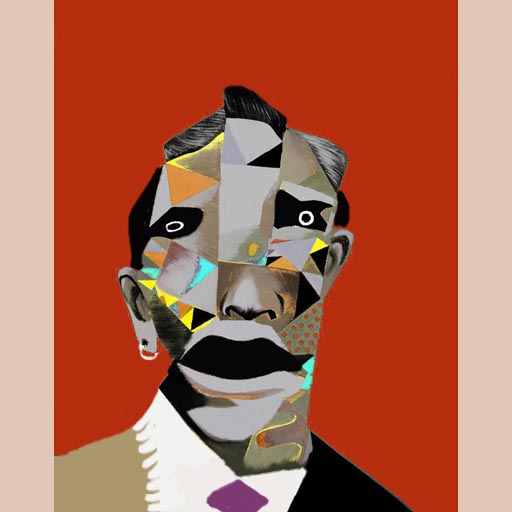 man, portrait, neocubism, contemporary art, Brooklyn, painting, Nicholaas Chiao
