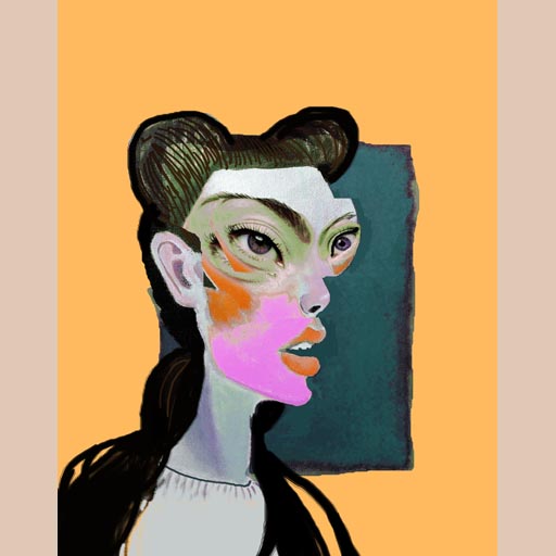 mickey, neocubism, contemporary art, studio, distorted, portrait, cubism, Brooklyn, painting, Nicholaas Chiao