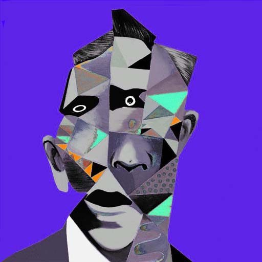 man, blue, neocubism, contemporary art, expressionism, Brooklyn, painting, Nicholaas Chiao