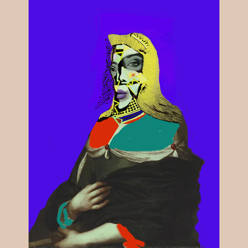 woman, blue, neocubism, contemporary art, expressionism, Brooklyn, painting, Nicholaas Chiao