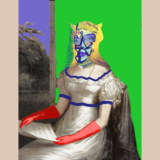 female portrait, green, neocubism, contemporary art, portrait, cubism, Brooklyn, painting, Nicholaas Chiao