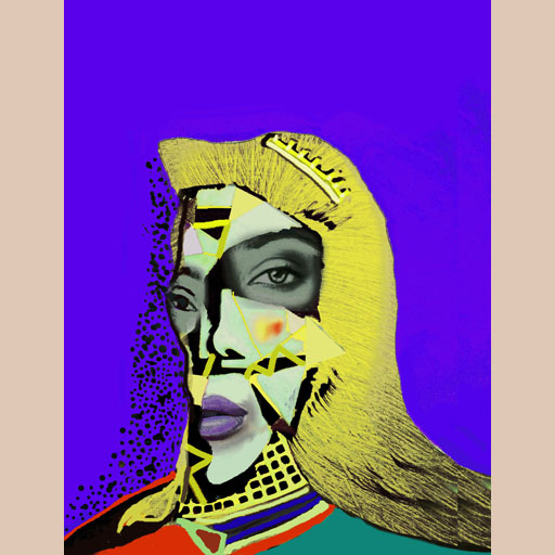 woman, blue, neocubism, contemporary art, expressionism, Brooklyn, painting, Nicholaas Chiao