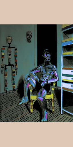 neocubism, contemporary art, studio, horrorful, artist's self--portrait, portrait, cubism, Brooklyn, painting, Nicholaas Chiao