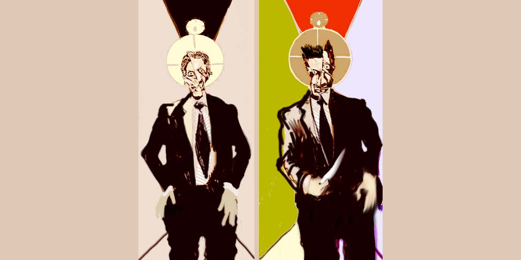 sane man, politician, Charles, distorted portrait, neocubism, contemporary art, cubism, Brooklyn, painting, Nicholaas Chiao