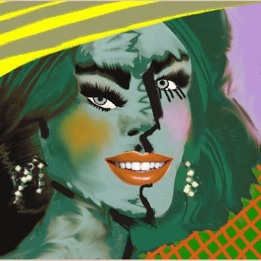 neocubism, geometric, distorted, female portrait, contemporary art, portrait, cubism, painting, Nicholaas Chiao
