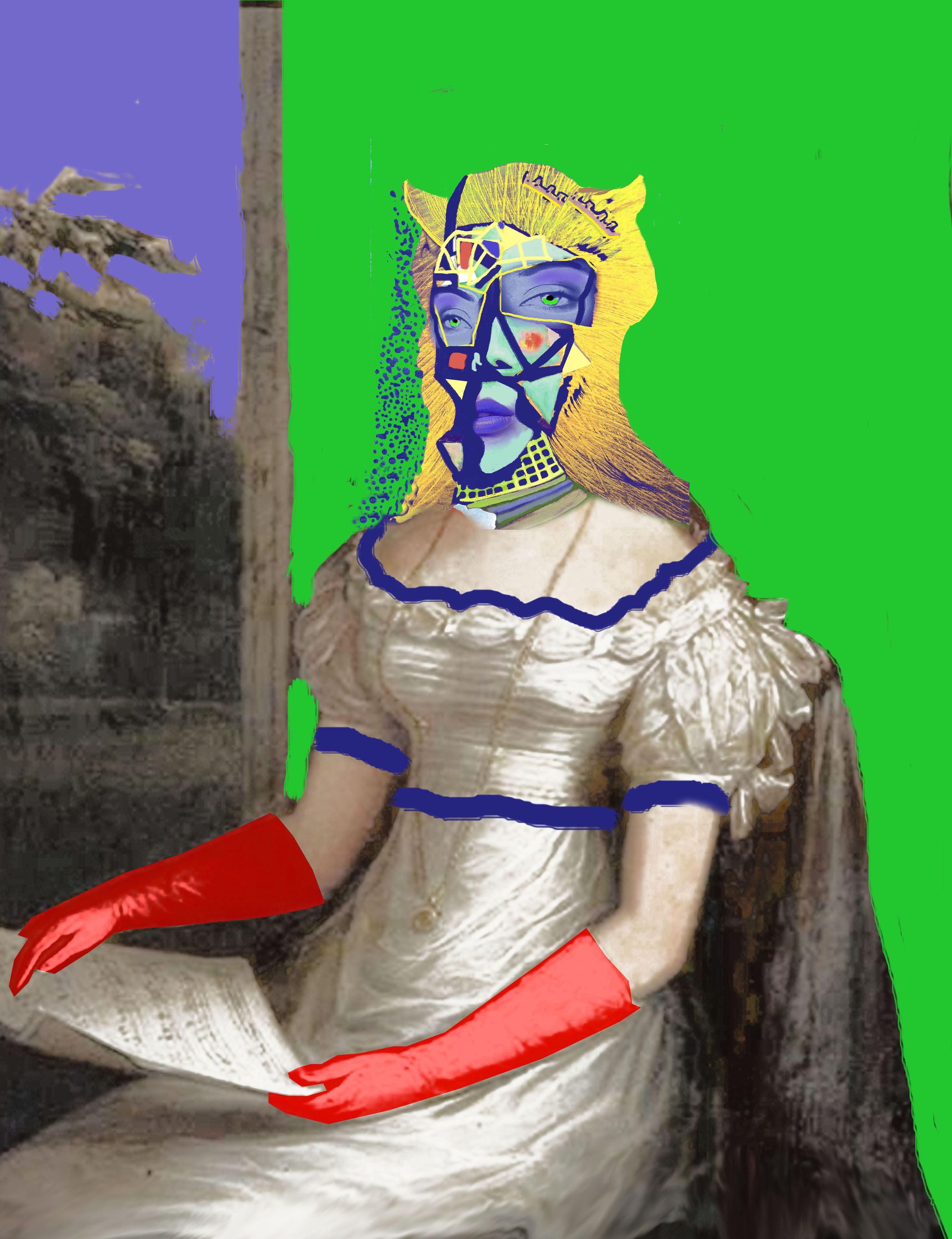 portrait, female portrait, neo cubism, distorted, geometric, faceted, deconstructivism, AG, Nicholaas Chiao